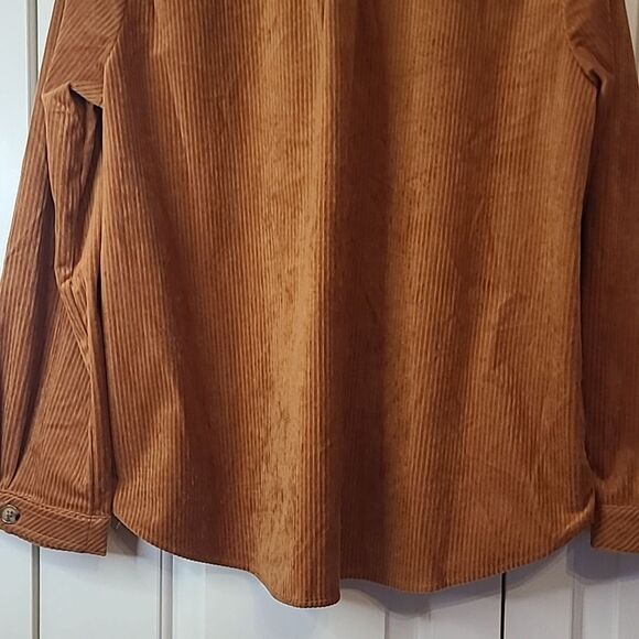Democracy Women's Corduroy Shirt Jacket In Burnt Orange Rust Size L - Picture 9 of 13